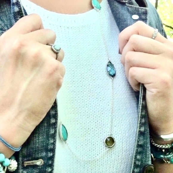 Chloe + Isabel 34” Necklace Faceted Beads UNIQUE Silver - Picture 2 of 9